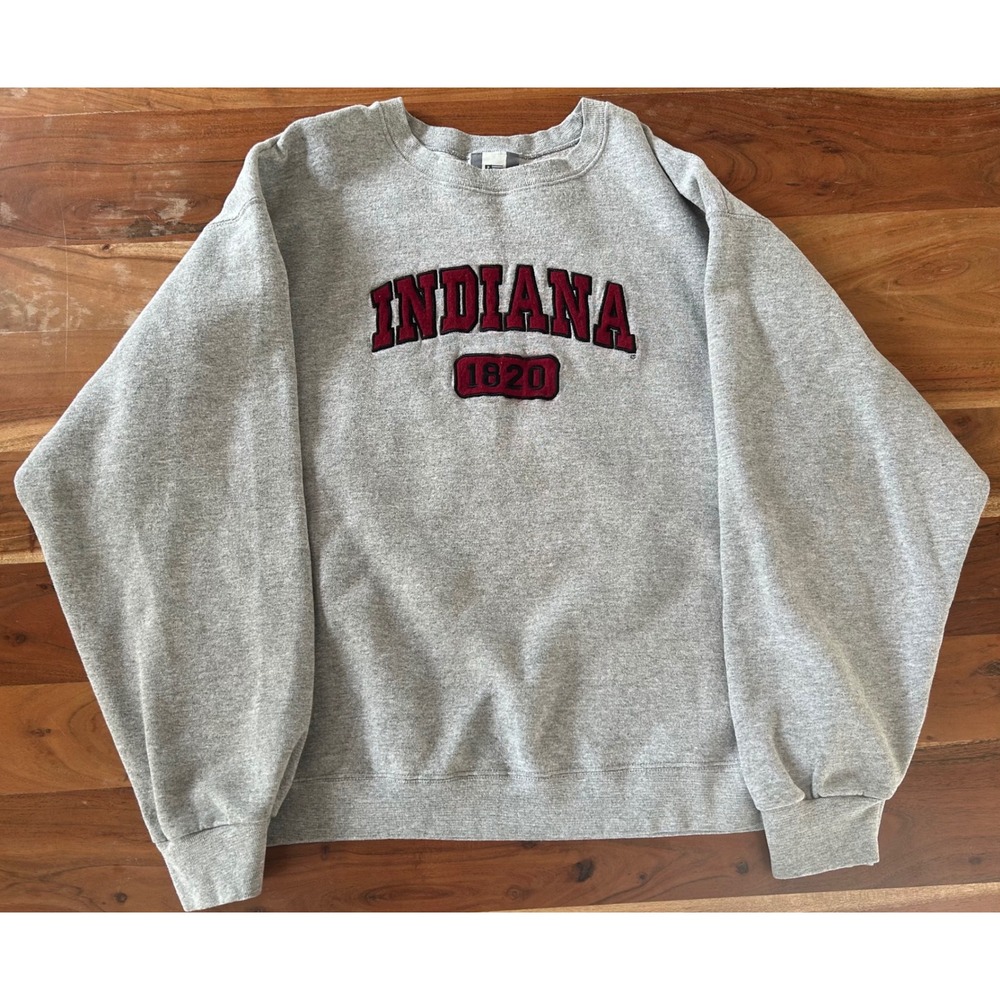 J. America Indiana University Hoosiers Sweatshirt Gray Embroidered Mens XL 1820